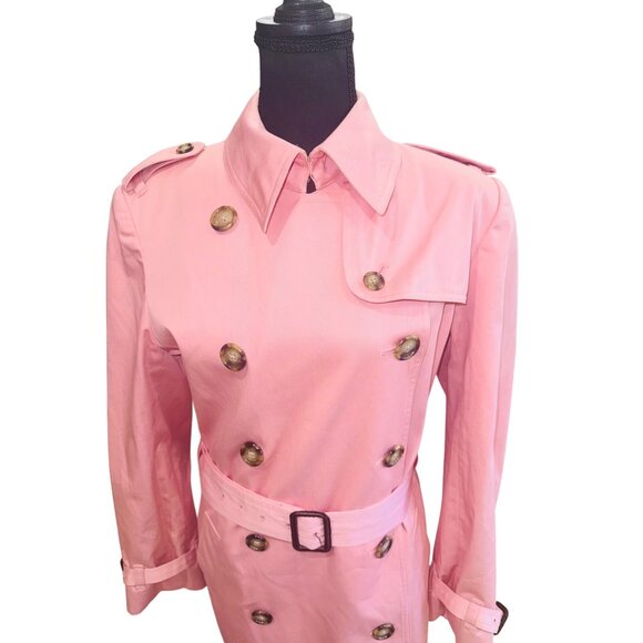 Jones New York Signature Pink Double-Breasted Trench Coat L Barbie Legally Blond - Picture 3 of 13